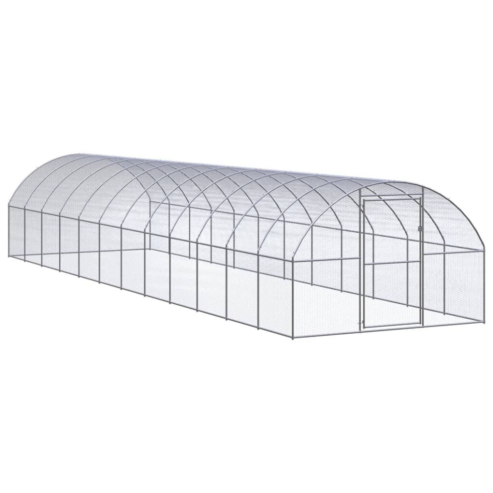 vidaXL Outdoor Chicken Coop 3x12x2 m Galvanised Steel Garden Poultry House