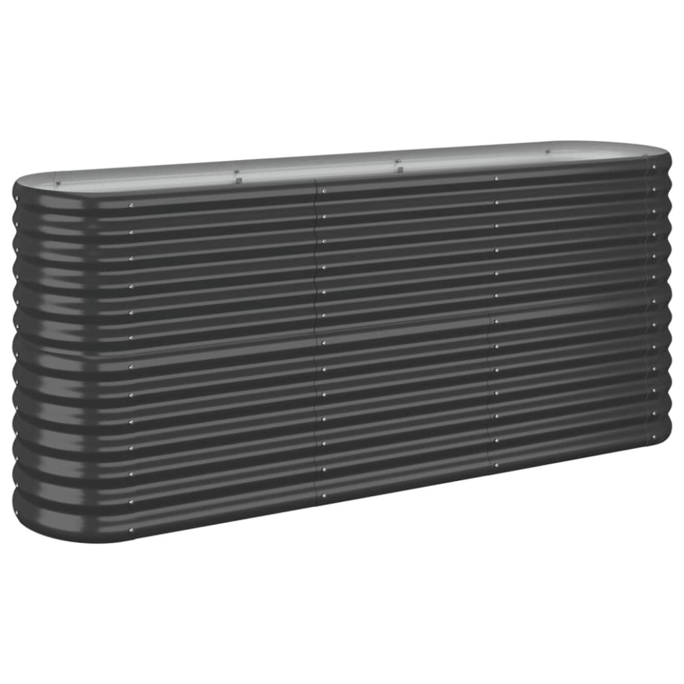 Vidaxl (Anthracite) Garden Planter Patio Flower Pot Raised Garden Bed Powder-Coated Steel Anthracite
