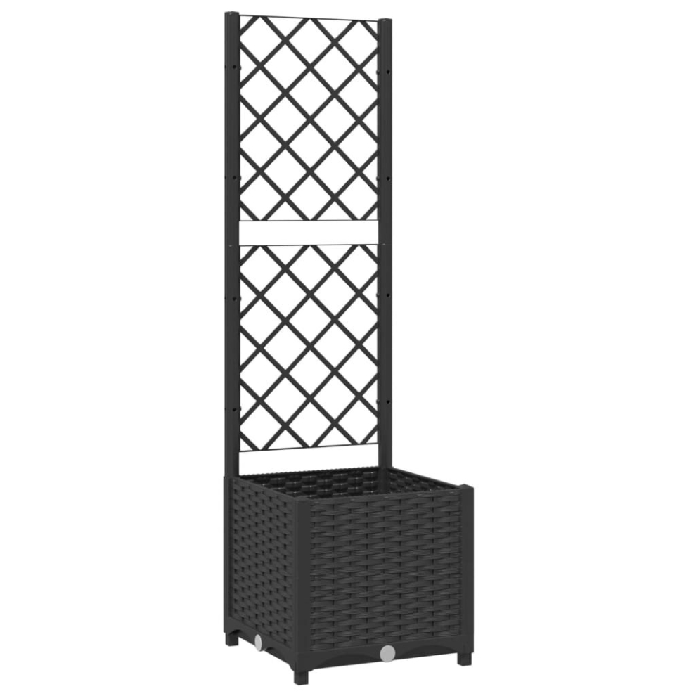 Vidaxl Garden Planter With Trellis Pp Raised Bed Flower Box Plant Pot Black