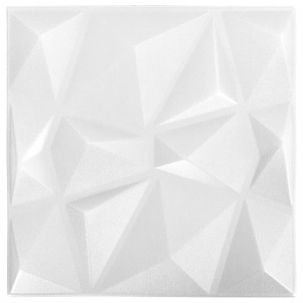 vidaXL 3D Wall Panels Wall Paper Wall Cover Decor 12 pcs Diamond White 3 m²