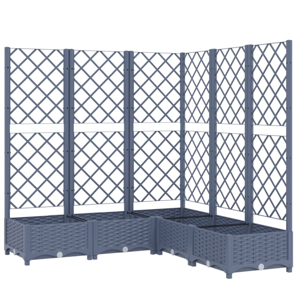 vidaXL Garden Planter with Trellis Plant Pot Flower Pot Planter Blue Grey PP