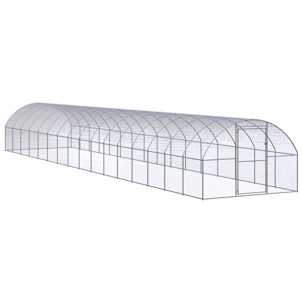 vidaXL Outdoor Chicken Coop 3x16x2 m Galvanised Steel Garden Poultry House