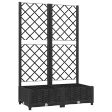vidaXL Garden Planter with Trellis Black PP Raised Bed Flower Box Plant Pot