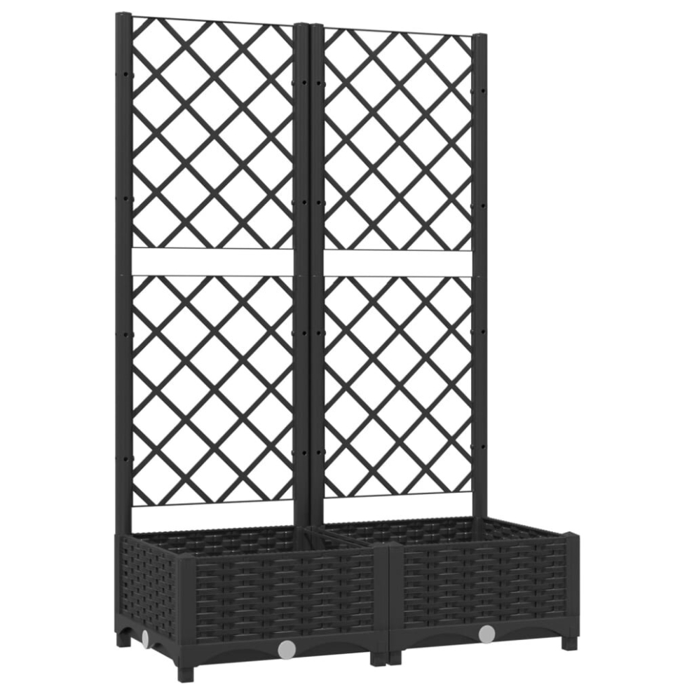 Vidaxl Garden Planter With Trellis Pp Raised Bed Flower Box Plant Pot Black