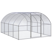 vidaXL Outdoor Chicken Coop 3x4x2 m Galvanised Steel Garden Poultry House