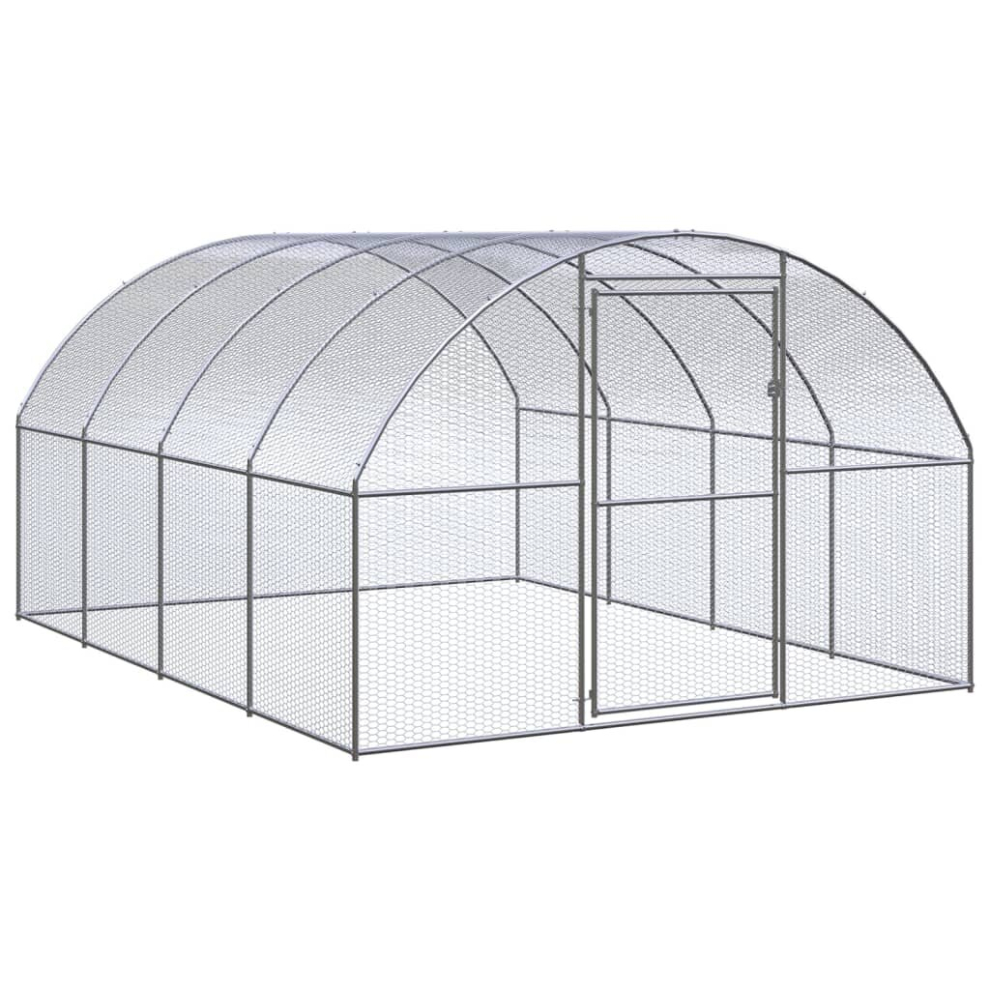 vidaXL Outdoor Chicken Coop 3x4x2 m Galvanised Steel Garden Poultry House