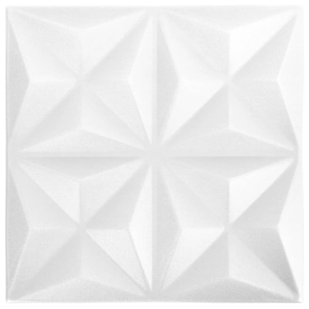 vidaXL 12x 3D Wall Panels Origami White Self-adhesive DIY Wallpaper Cover