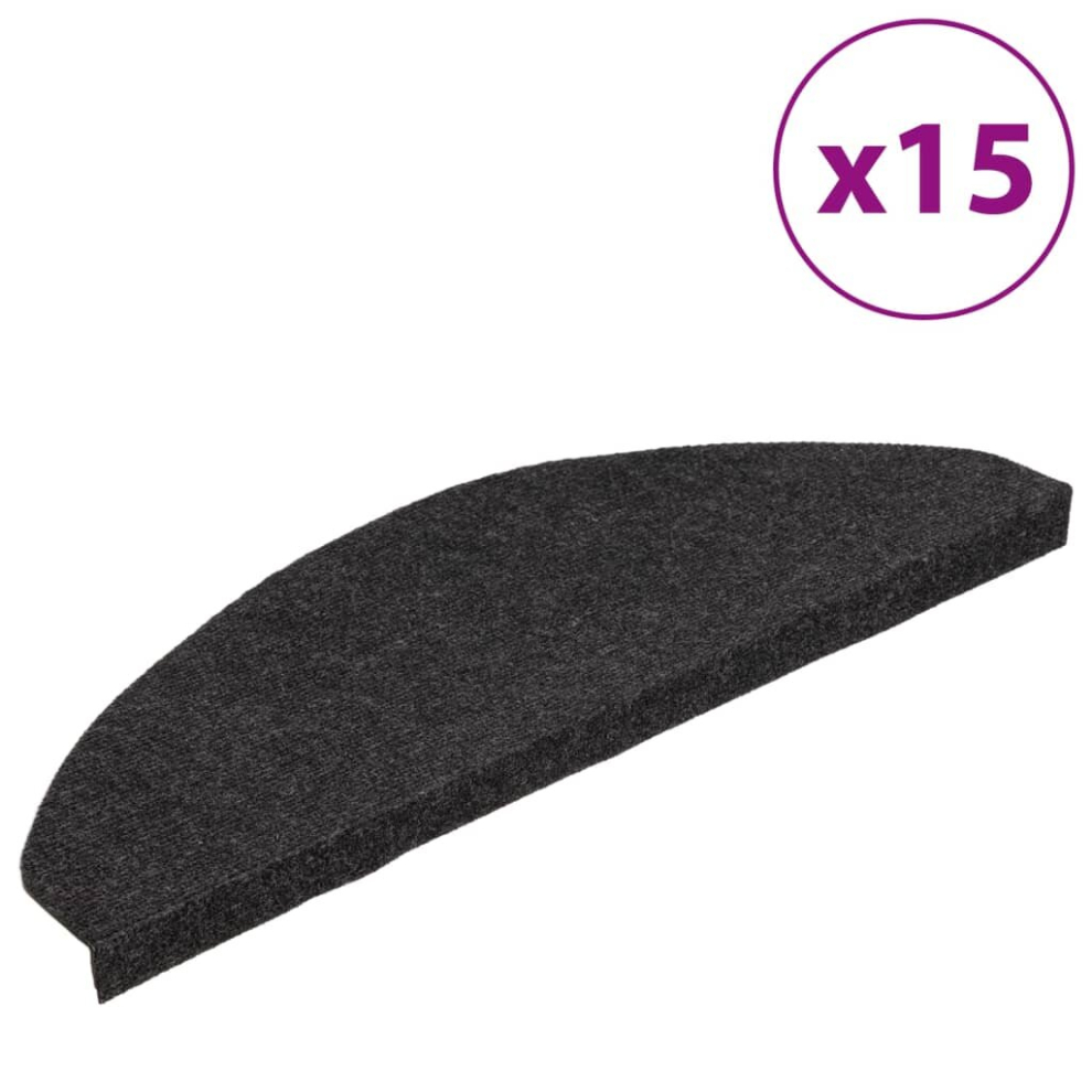 Vidaxl Stair Mats Carpet Stair Tread Stair Step Rug Self-Adhesive 15 Pcs Black