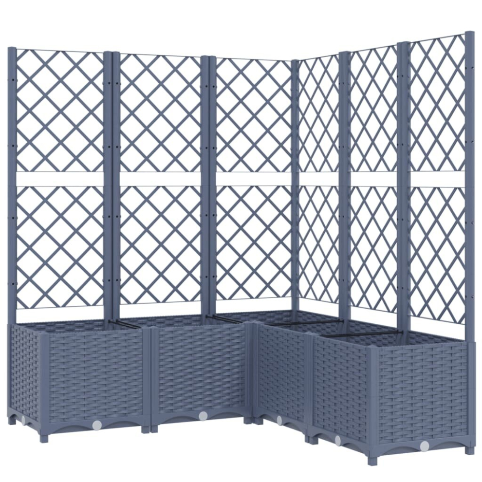 vidaXL Garden Planter with Trellis Plant Pot Flower Pot Planter Blue Grey PP