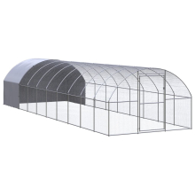 vidaXL Outdoor Chicken Coop 3x10x2 m Galvanised Steel Garden Poultry House