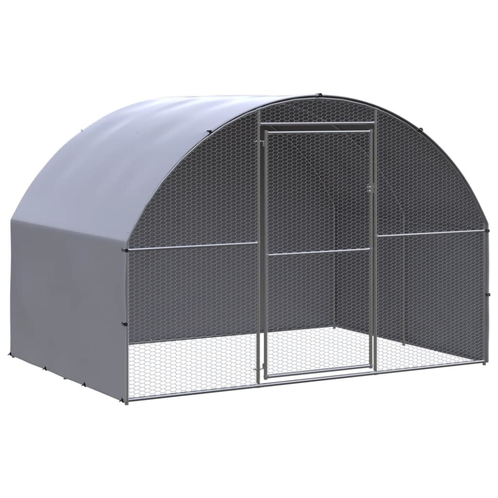 vidaXL Outdoor Chicken Coop 3x2x2 m Galvanised Steel Garden Poultry House