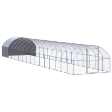 vidaXL Outdoor Chicken Coop 3x16x2 m Galvanised Steel Garden Poultry House