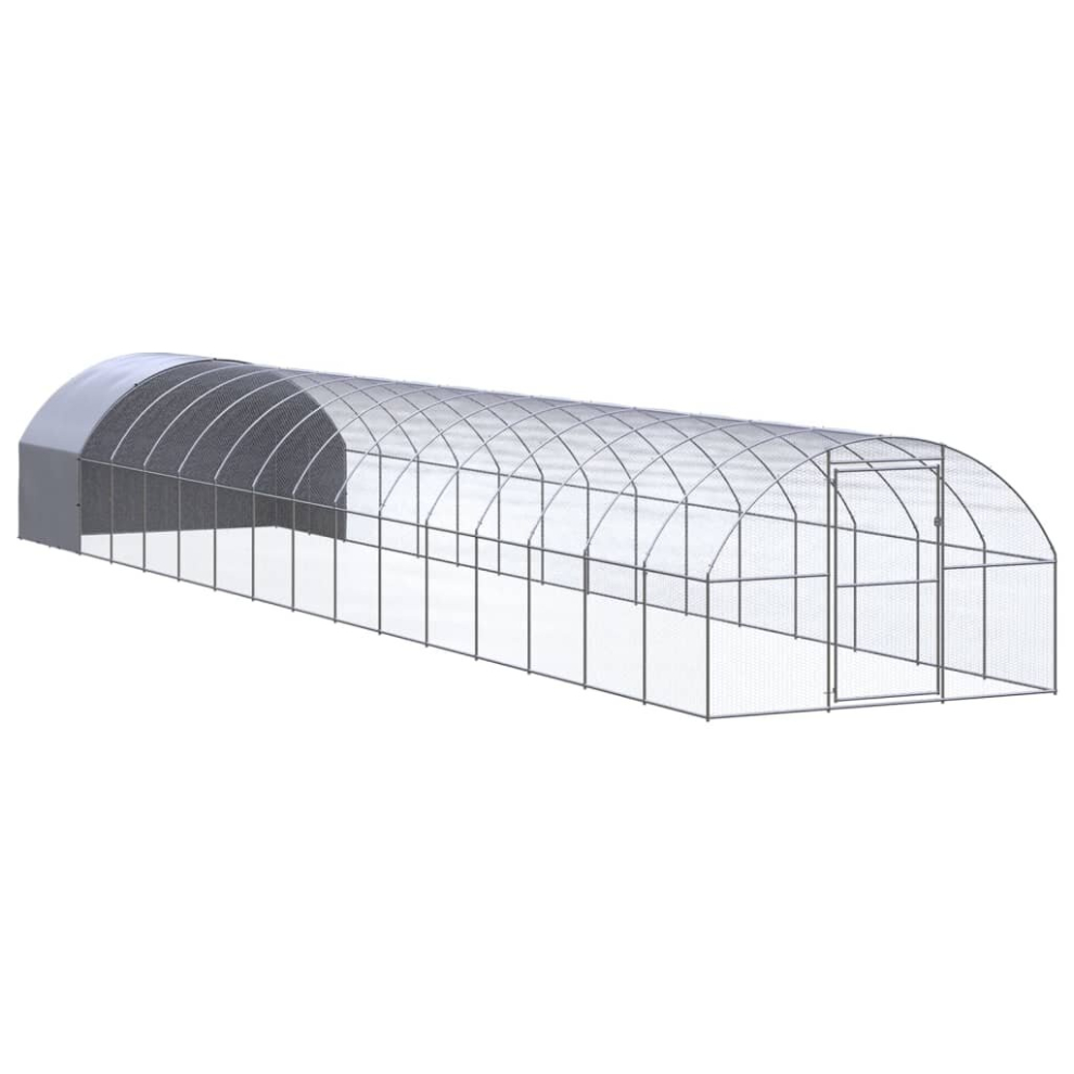 Vidaxl Outdoor Chicken Coop 3X16x2 M Galvanised Steel Garden Poultry House