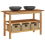 VidaXL vidaXL Solid Wood Teak Bathroom Vanity Cabinet with Black Marble Sinks Basin 1