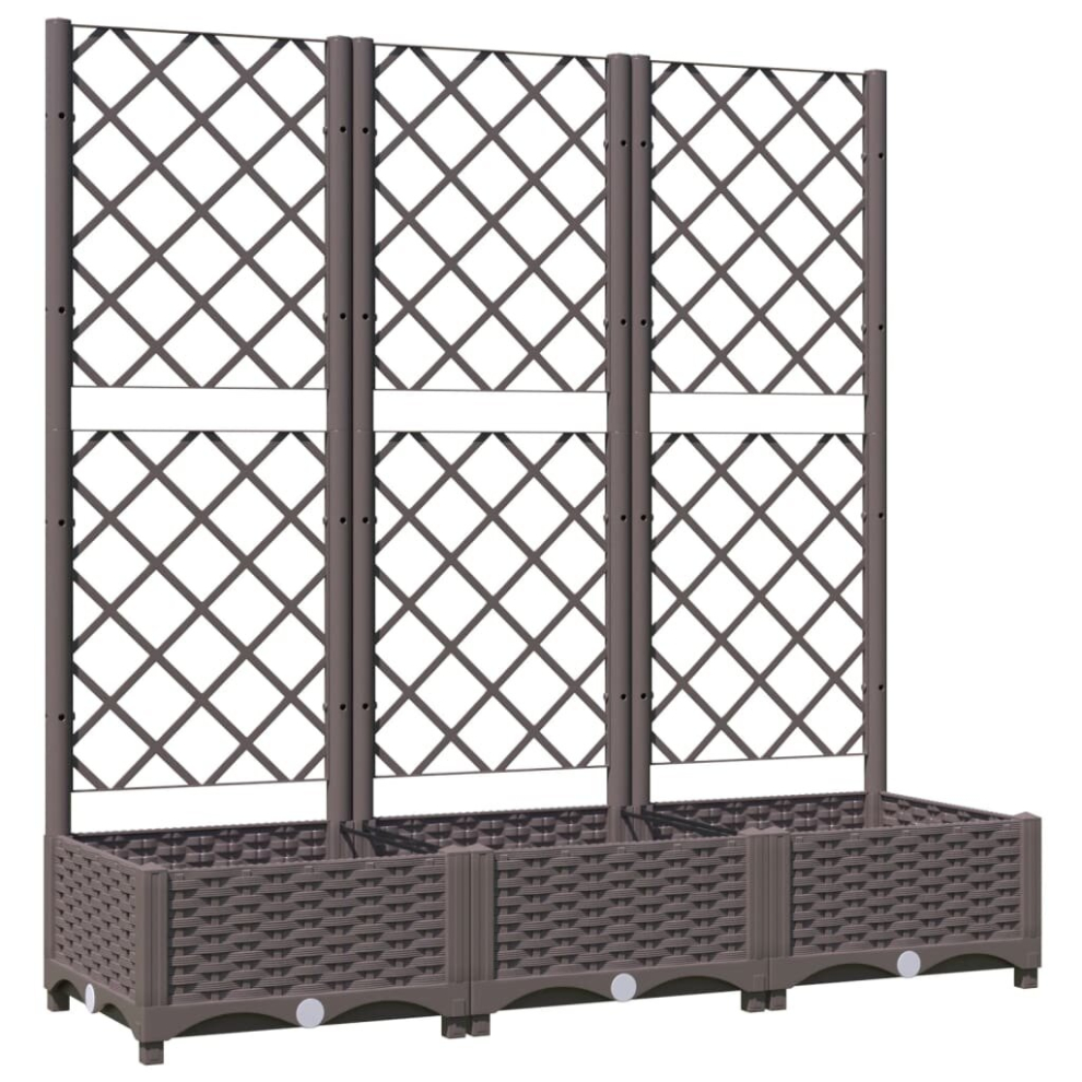 Vidaxl Garden Planter With Trellis Pp Outdoor Raised Bed Flower Box Brown