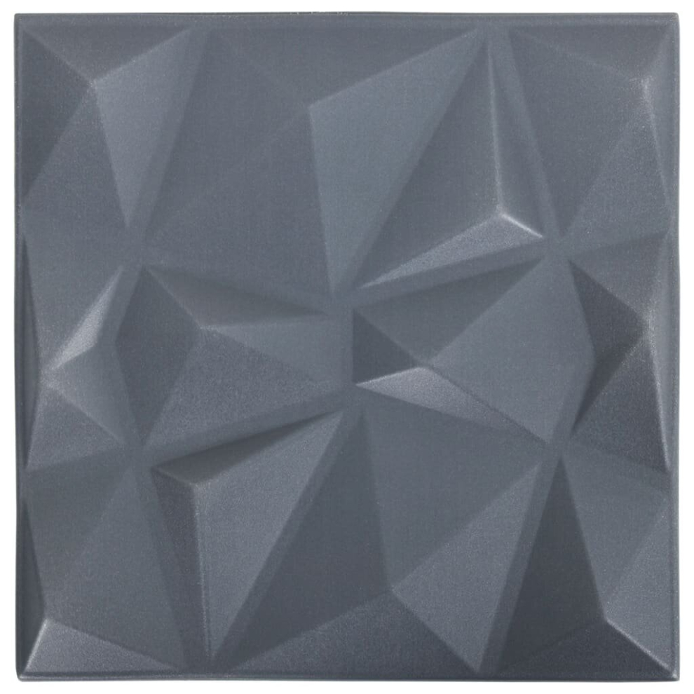 vidaXL 12x 3D Wall Panels Diamond Grey Self-adhesive DIY Decor Wallpaper Cover