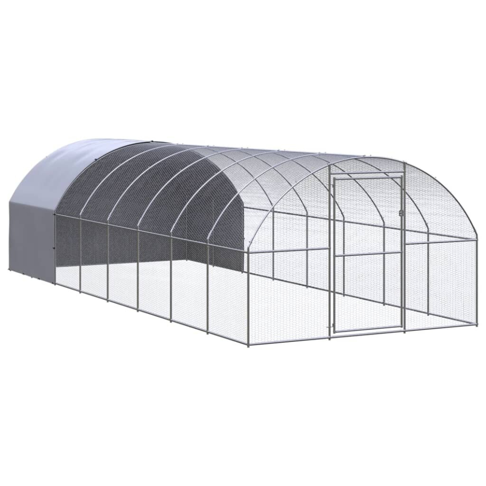 Vidaxl Outdoor Chicken Coop 3X8x2 M Galvanised Steel Garden Poultry House