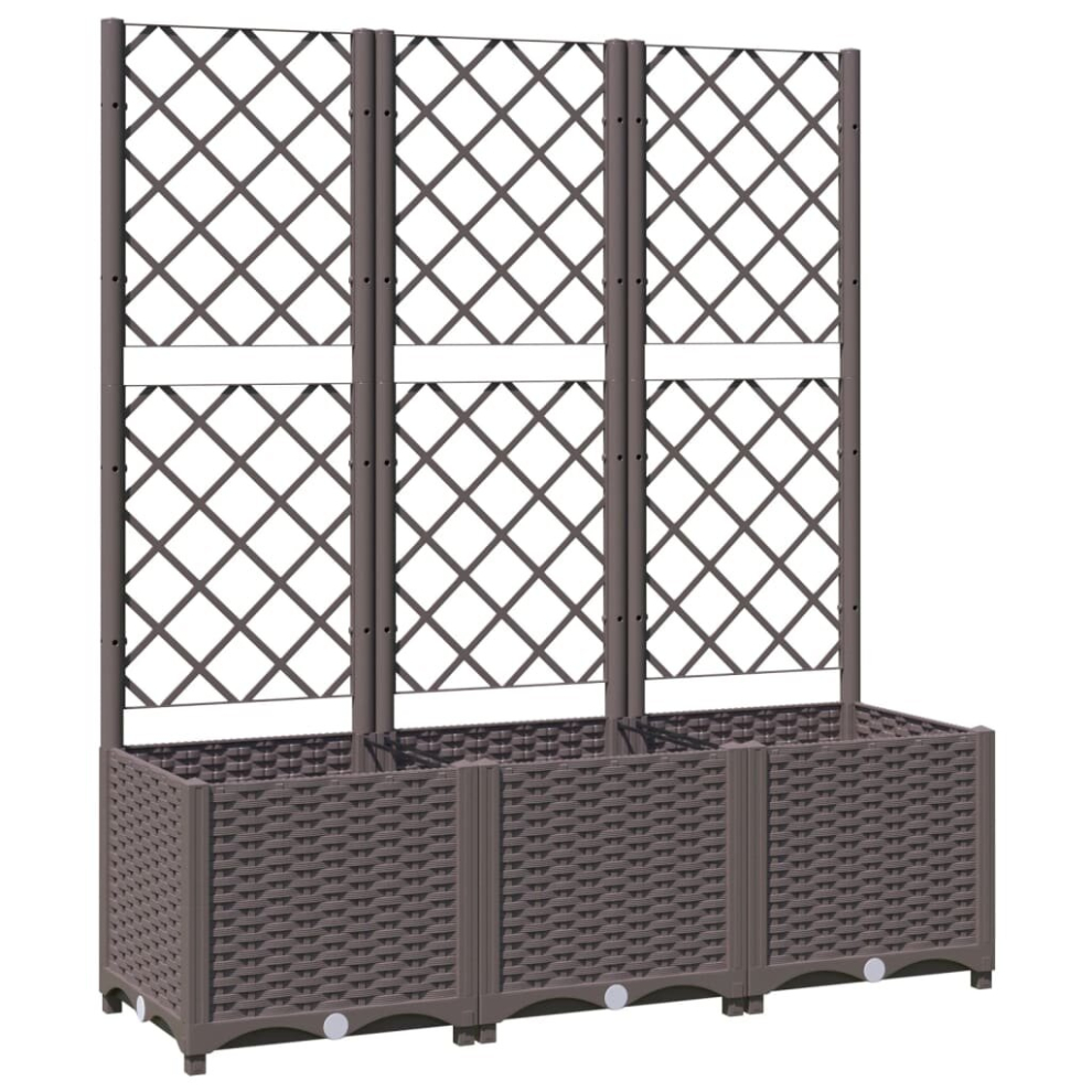 vidaXL Garden Planter with Trellis Brown PP Outdoor Raised Bed Flower Box