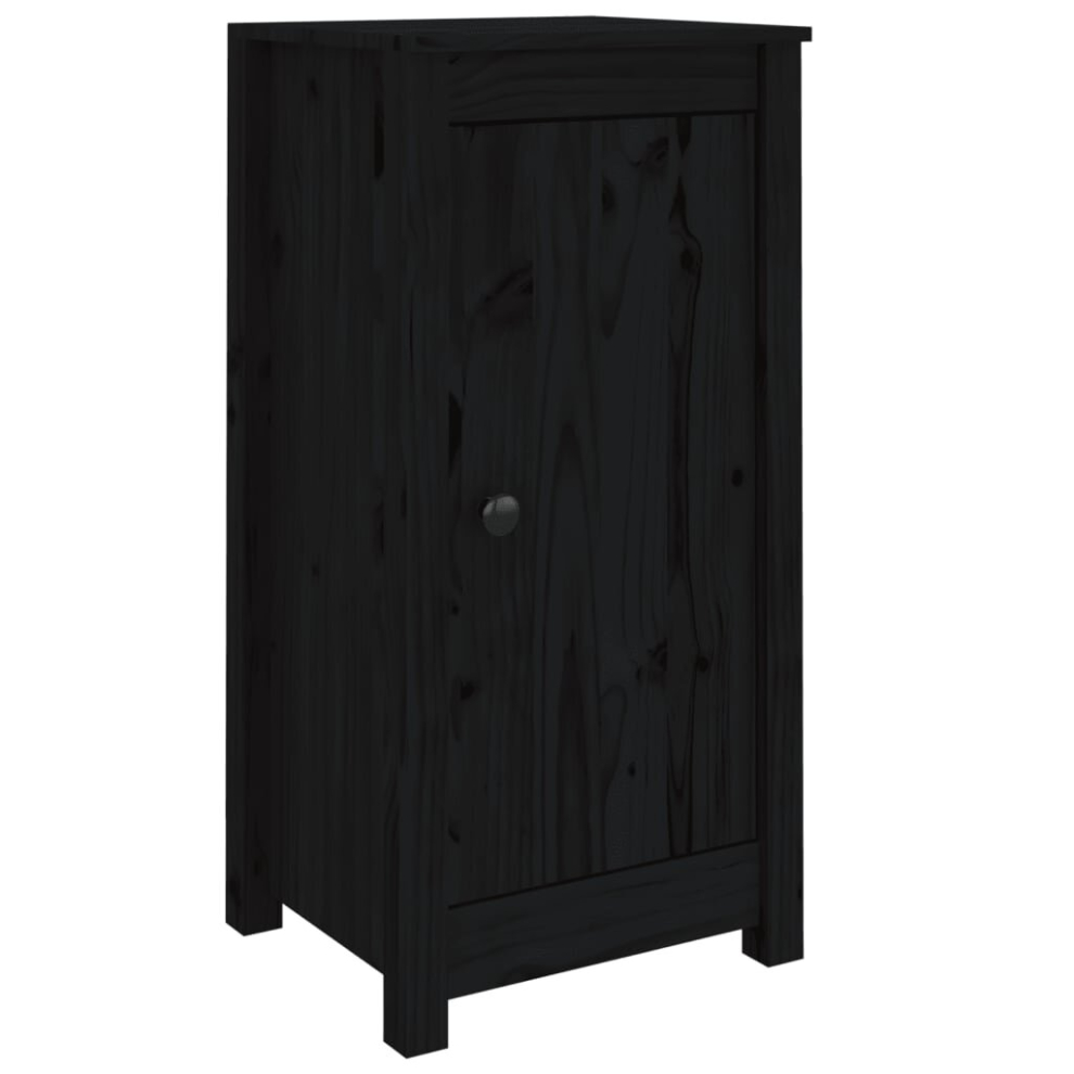 vidaXL 2x Solid Wood Pine Sideboards Black Wooden Home Organiser Cupboard