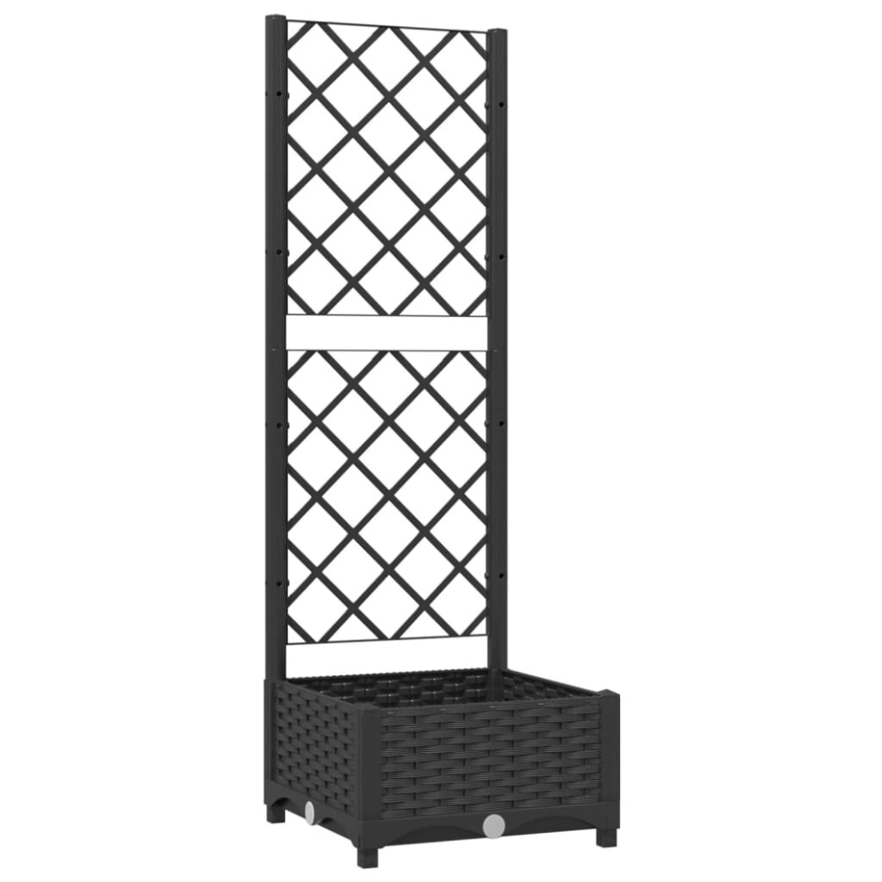 Vidaxl Garden Planter With Trellis Black Pp Raised Bed Flower Box Plant Pot