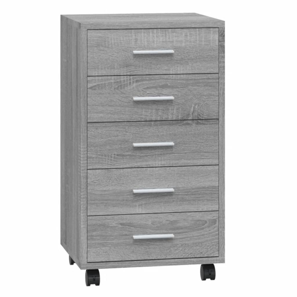 vidaXL Drawer Cabinet with Castors Grey Sonoma Engineered Wood Drawer Chest