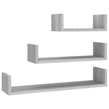 (grey sonoma, 3) vidaXL Wall Display Shelf Floating Rack Hanging Shelf Engineered Wood 3 pcs