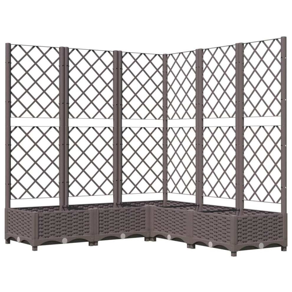 vidaXL Garden Planter with Trellis Brown PP Outdoor Raised Bed Flower Box
