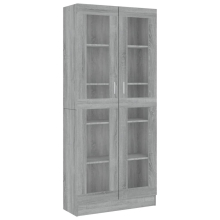 (grey sonoma) vidaXL Vitrine Cabinet Book Stand Rack Cupboard Highboard Engineered Wood
