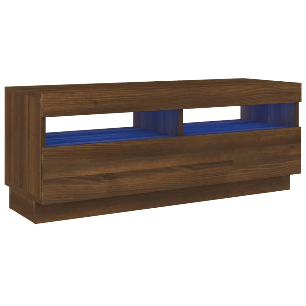 (Brown oak, 100 x 35 x 40 cm (L x W x H)) vidaXL TV Cabinet with LED Lights TV Stand Multi Colours 100x35x40/80x35x40 cm