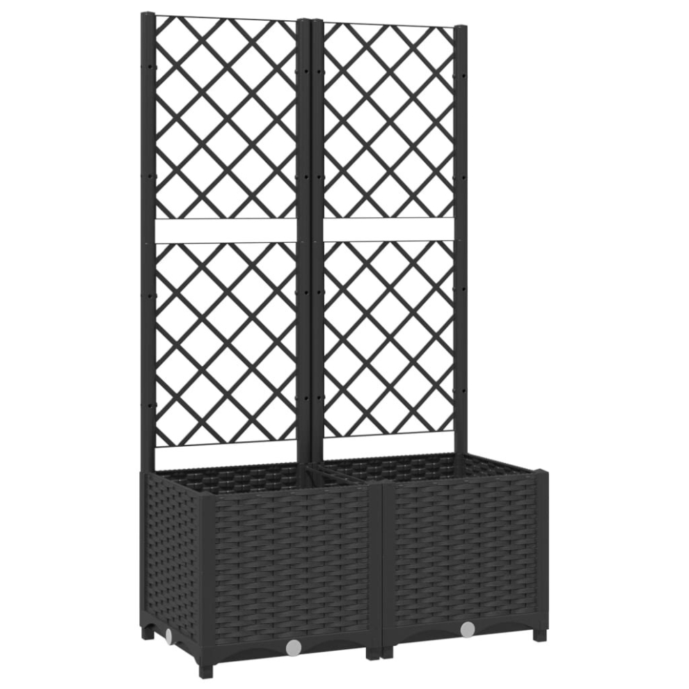 vidaXL Garden Planter with Trellis Black PP Raised Bed Flower Box Plant Pot