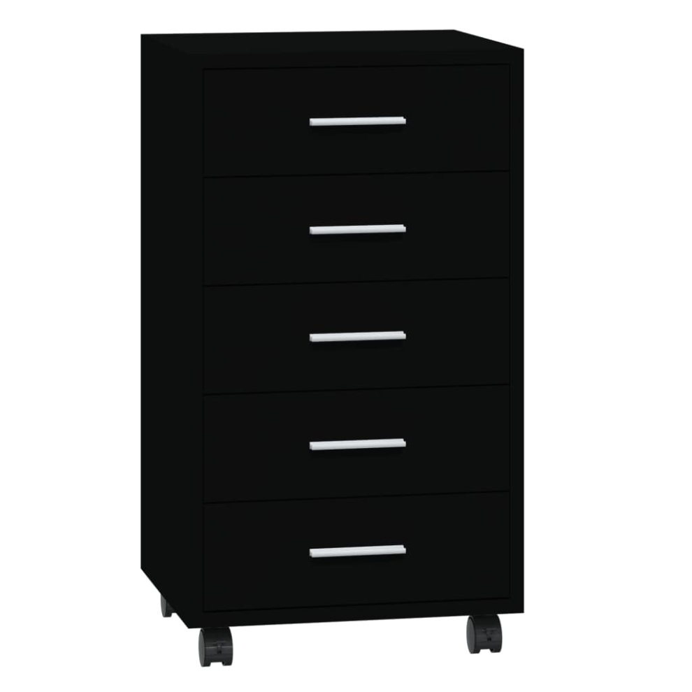 Vidaxl (Black) Office Unit Document Storage Organiser With Castors 5 Drawers Multi Colours