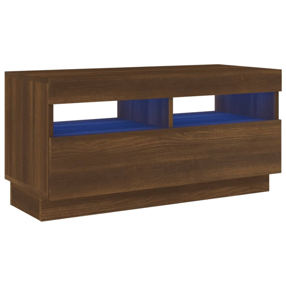 Vidaxl Brown ( Oak, 80 X 35 X 40 Cm (L X W X H)) Tv Cabinet With Led Lights Entertainment Centre Tv Stand Media Tv Unit