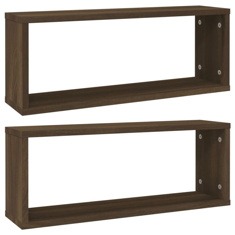 (brown oak, 2) vidaXL Wall Cube Shelves Wall Rack Wall-mounted Storage Shelf Engineered Wood