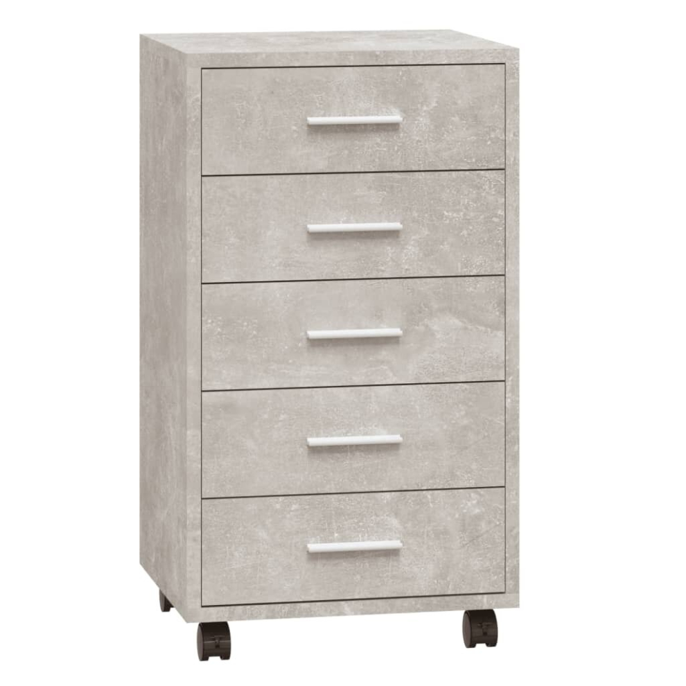 Vidaxl (Concrete Grey) Office Unit Document Storage Organiser With Castors 5 Drawers Multi Colours - Image 2