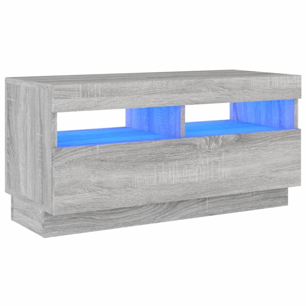 Vidaxl Grey ( Sonoma, 80 X 35 X 40 Cm (L X W X H)) Tv Cabinet With Led Lights Entertainment Centre Tv Stand Media Tv Unit