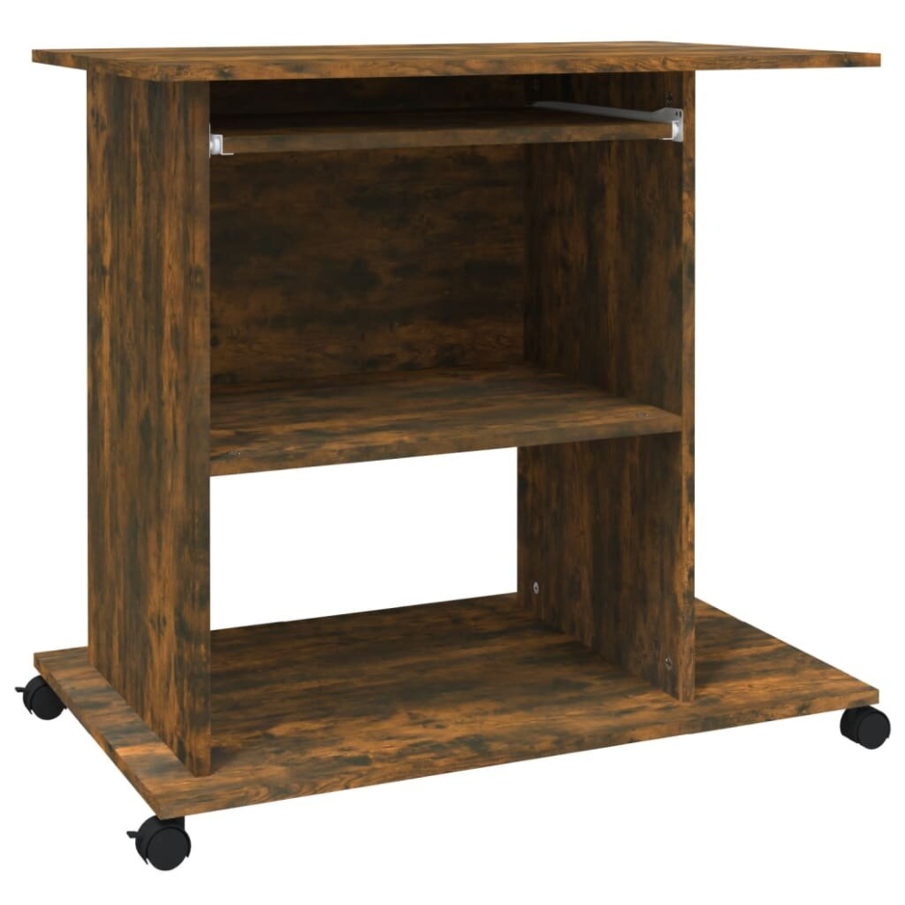 Vidaxl (Smoked Oak) Computer Desk Chipboard Pc Laptop Table Desk Workstation Multi Colours