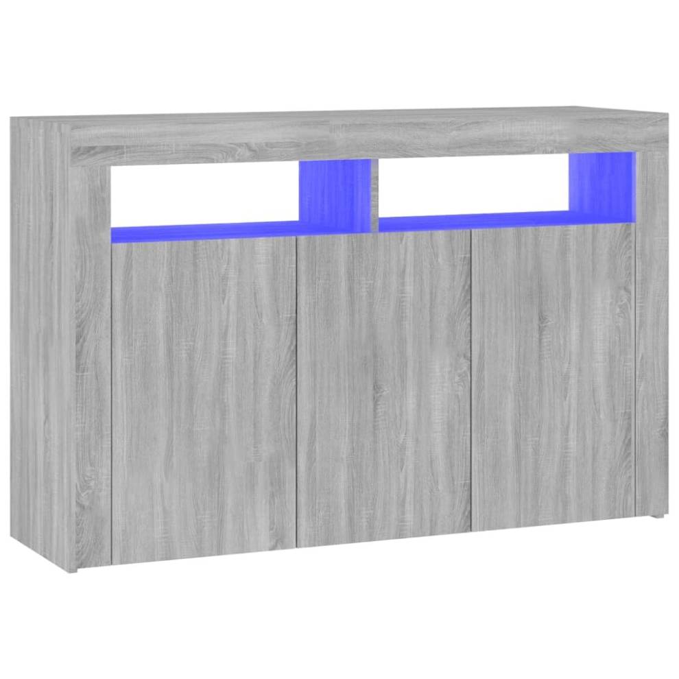 (Grey sonoma, 115.5 x 30 x 75 cm (L x W x H)) vidaXL Sideboard with LED Lights Unit 115.5x30x75 cm/80x35x75 cm Multi Colours