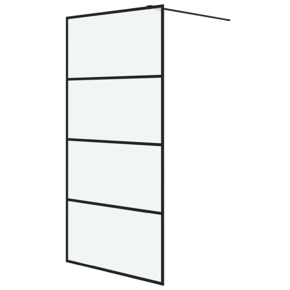 Vidaxl Walk-In Shower Wall Black 100X195 Cm Frosted Esg Glass Shower Screen 8720287052296