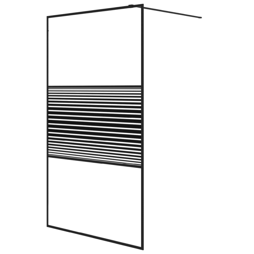 Vidaxl Walk-In Shower Wall Black 115X195 Cm Clear Esg Glass Shower Screen