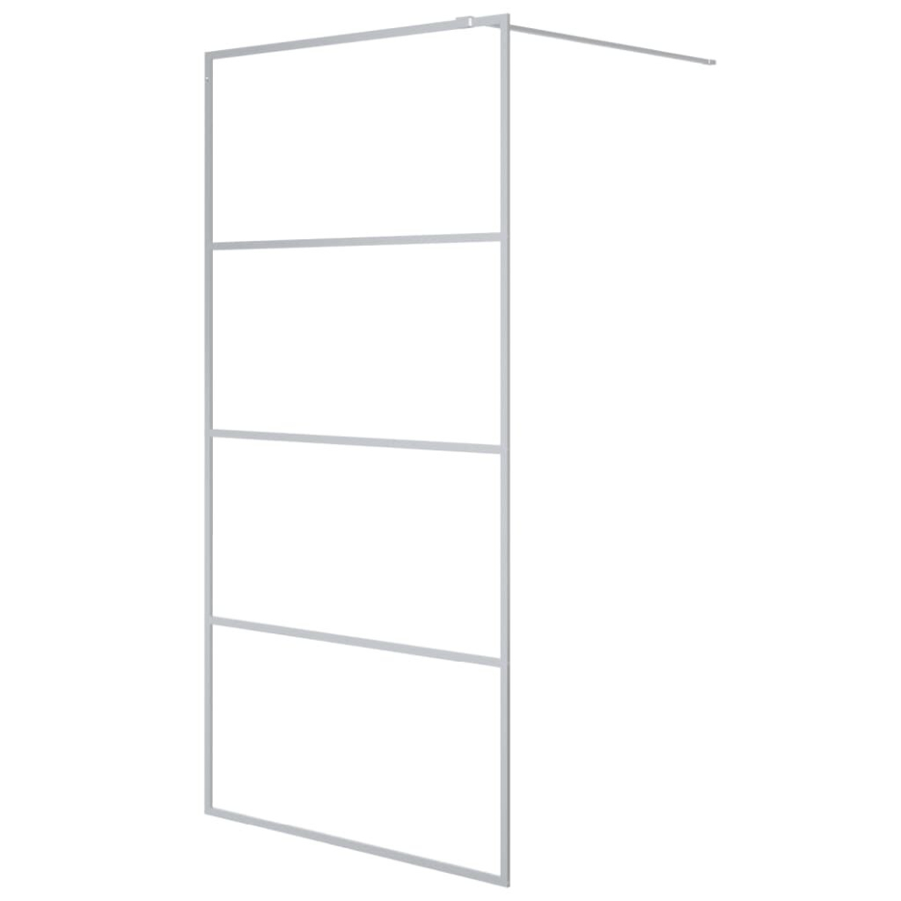 Vidaxl Walk-In Shower Wall Silver 100X195 Cm Clear Esg Glass Shower Screen