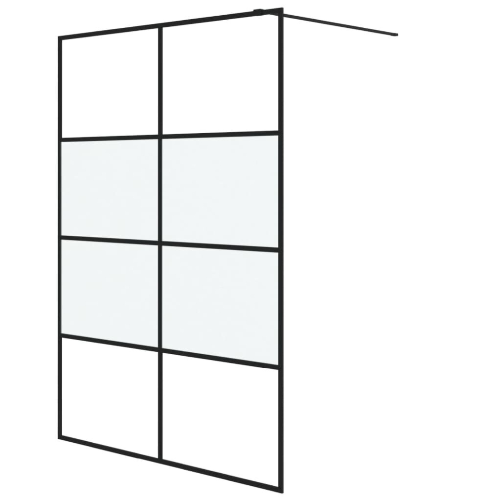 Vidaxl Walk-In Shower Wall Black 140X195 Cm Half Frosted Esg Glass Shower Wall 8720287052265