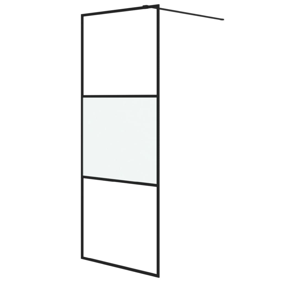 Vidaxl Walk-In Shower Wall Black 80X195 Cm Half Frosted Esg Glass Shower Wall