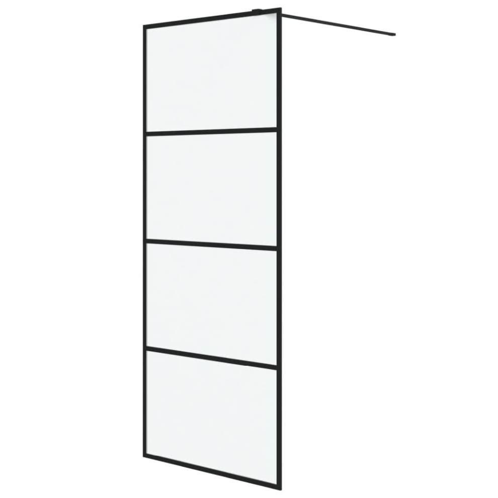 Vidaxl Walk-In Shower Wall Black 80X195 Cm Frosted Esg Glass Shower Screen