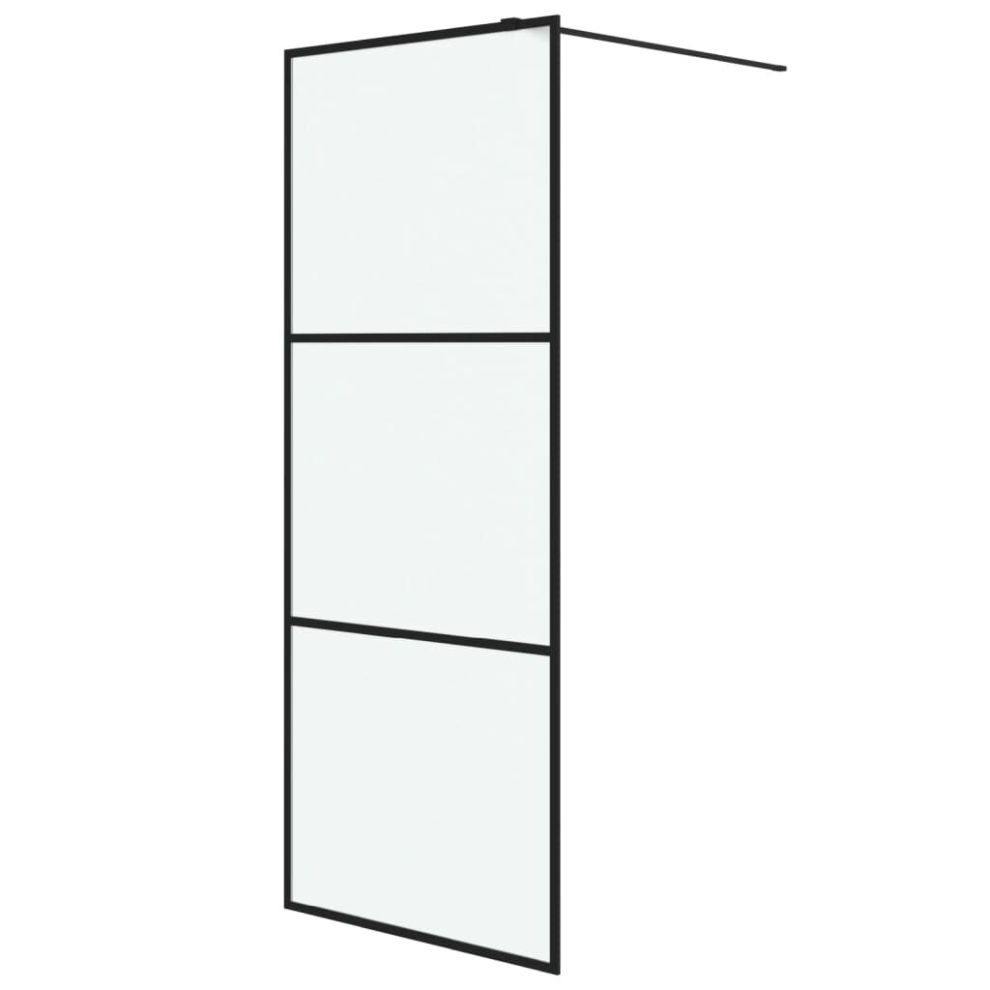 Vidaxl Walk-In Shower Wall Black 80X195 Cm Frosted Esg Glass Shower Screen