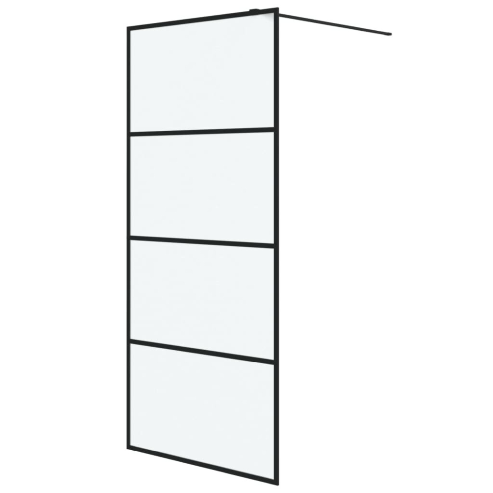 Vidaxl Walk-In Shower Wall Black 90X195 Cm Frosted Esg Glass Shower Screen