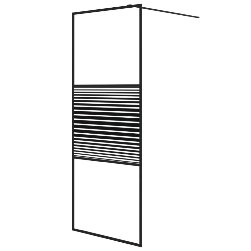 Vidaxl Walk-In Shower Wall Black 80X195 Cm Clear Esg Glass Shower Enclosure 8720287052425