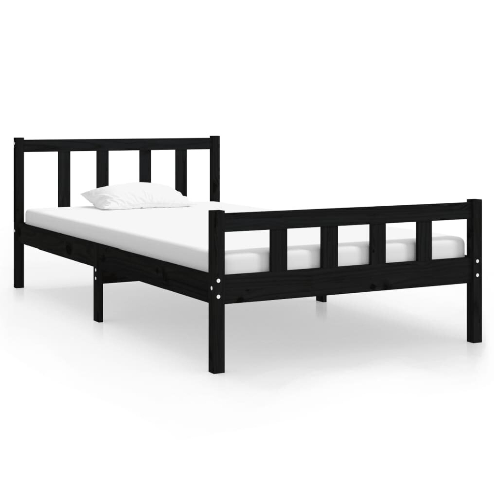 (black, 100 x 200 cm) vidaXL Bed Frame Home Wooden Bedroom Bedstead Platform Bed Base Solid Wood