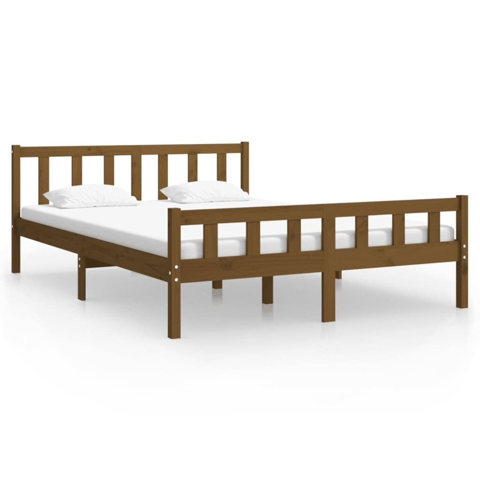 (honey brown, 140 x 200 cm) vidaXL Bed Frame Home Wooden Bedroom Bedstead Platform Bed Base Solid Wood