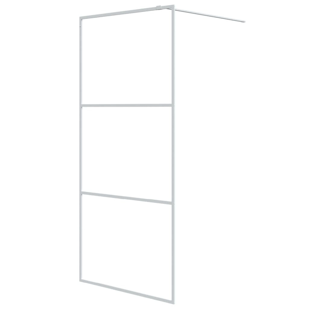 vidaXL Walk-in Shower Wall White 90x195 cm Clear ESG Glass Shower Enclosure