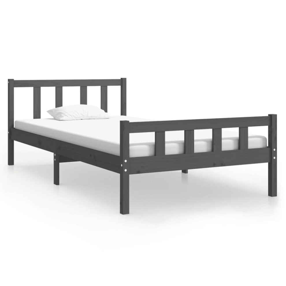 (grey, 100 x 200 cm) vidaXL Bed Frame Home Wooden Bedroom Bedstead Platform Bed Base Solid Wood